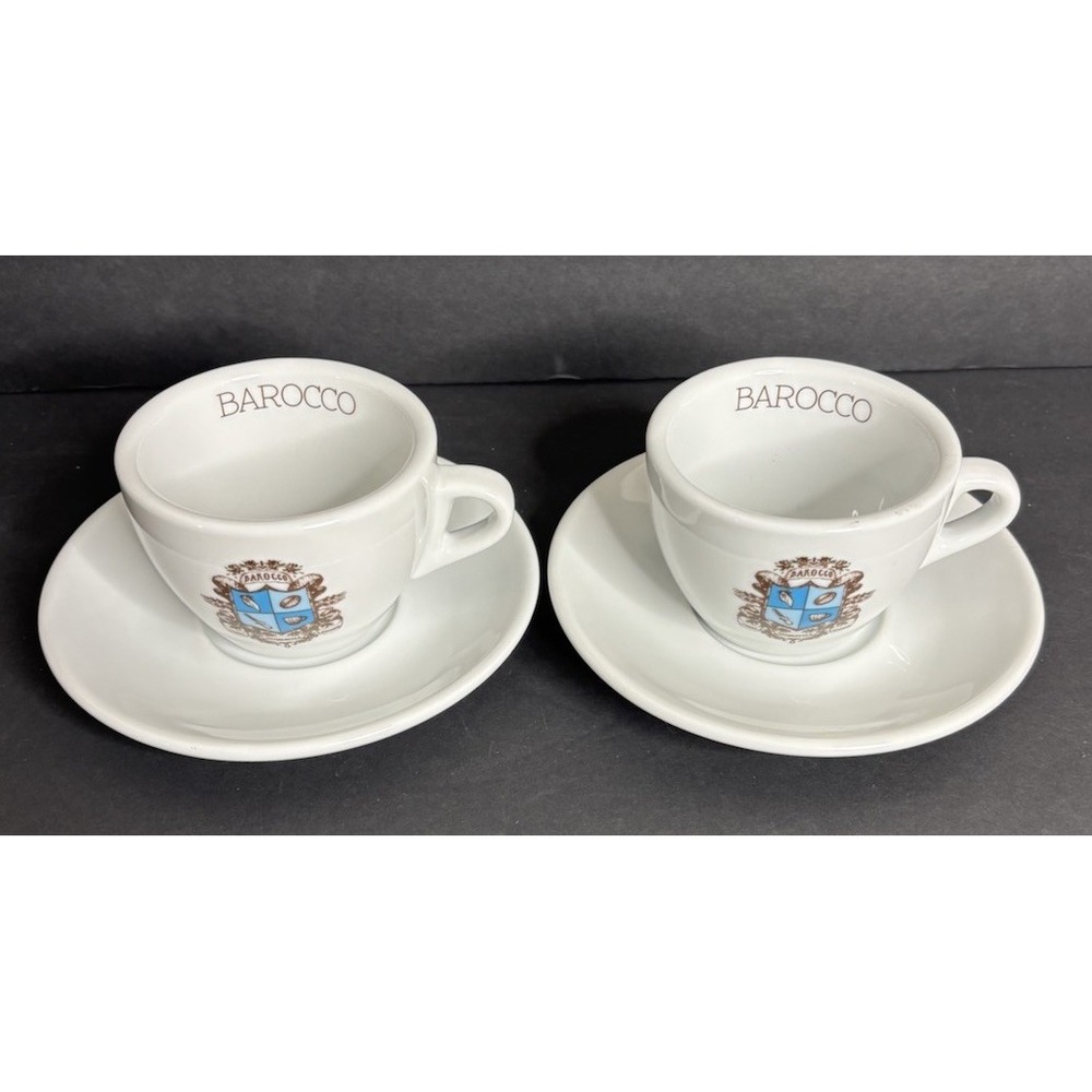 2 Barocco Coffee Company Cups & Saucers by Nuova Point Restaurant China Ware